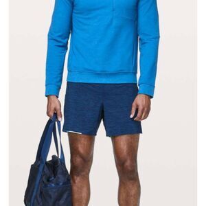Men Lululemon Surge Short *6" Heather Allover Iron Blue True Navy Size Medium